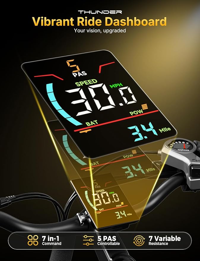 Jasion Thunder/PRO/ST Electric Bike,2000W/1800W Peak Ebikes for Adults,26''Fat Tire Best Ebike for Men,90/80 Miles with 1040Wh/864Wh Battery,35/30+MPH Max Speed Bicycles,500/400LB Capacity