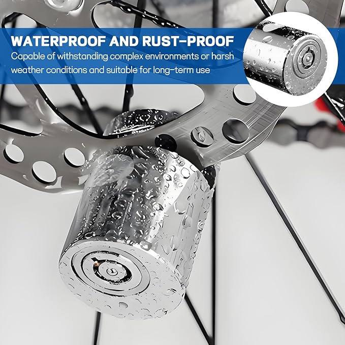 Motorcycle Disc Brake Lock, Anti-Theft Motorbike Security Wheel Disc Brake Lock with Two Keys, Safety Wheel Disk Locks for Scooter Mountain Road Bike Bicycle Powersports (Small Cylinder)