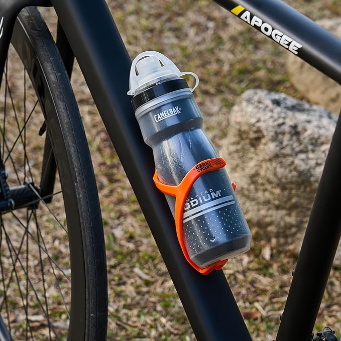 corki Cycles Bike Water Bottle Holder Right Side Load Water Bottle Cage for Road, MTB, Gravel Bicycle Vibrant Orange 2 Pack