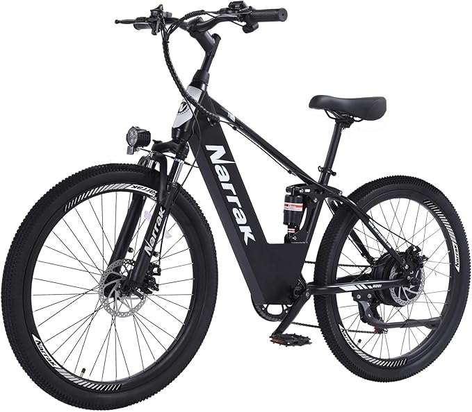 Electric Mountain Bike for Adults 26" Step-Over/Thru Commuter Ebike for Men Women, 540W/1100W Peak Motor, 374Wh/500Wh Removable Battery,7-Speed