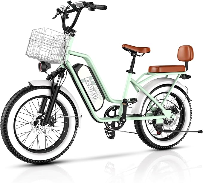 Electric Bike for Adults, 20"x 4" Fat Tire 35MPH Cargo Ebike with Seat, 1450W Peak 2 Seater Commute Bike with 48V 20AH Removable 960WH Battery, 80 Miles Max Range 7-Speed Step-Thru Electric Bicycle