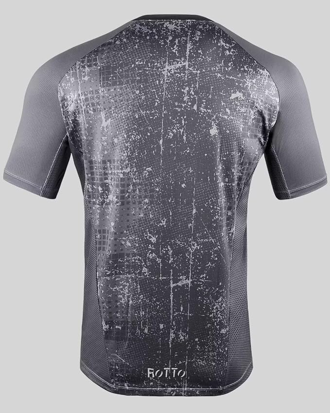 ROTTO Mens MTB Jersey Mountain Bike Cycling Shirt Short Sleeve for MTB BMX Downhill Wicking Quick Dry