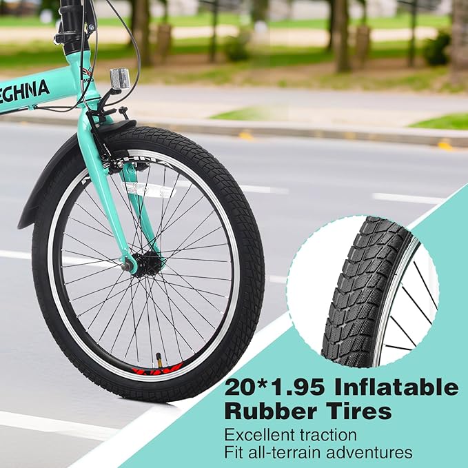 20 Inch Folding Bike - 6-Speed High Carbon Steel Frame, Aluminum Alloy Rims & Adjustable Seat for Commuting & Outdoor Riding