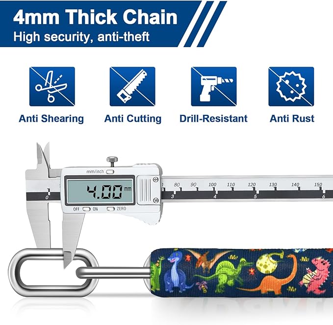 NDakter Bike Lock, 5 Digit Combination Heavy Duty Anti Theft Bicycle Chain Lock, 2.62/3.2/4.27/5/6Ft Long, High Security Resettable, Suitable for Bike, Scooter, Door, Gate, Fence-4/6mm Thick