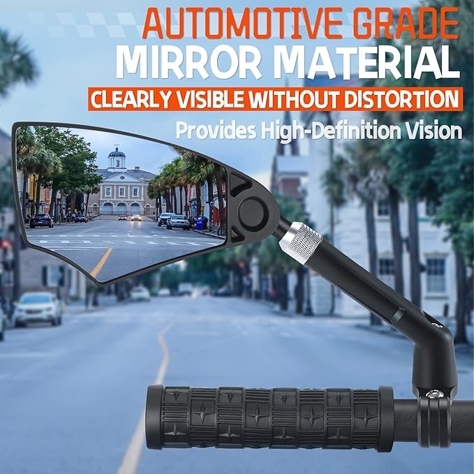 WEST BIKING Anti-Glare Handlebar Bike Mirror - Bike Rear View Mirror With Retractable & 360 ° Adjustable Lens, Foldable Bicycle Mirror For 20-23mm Handlebar(2PCS)