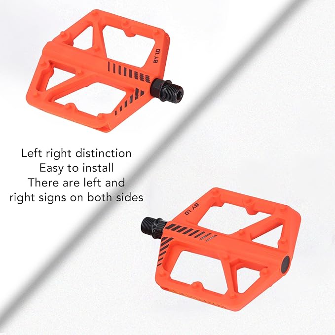 Cycle Pedal Nylon Fiber Enlarged Anti Slip Flat Platform Pedal for Road Mountain Cycle Lightweight Robust Durable Universal Fit 1 Pair (Orange)