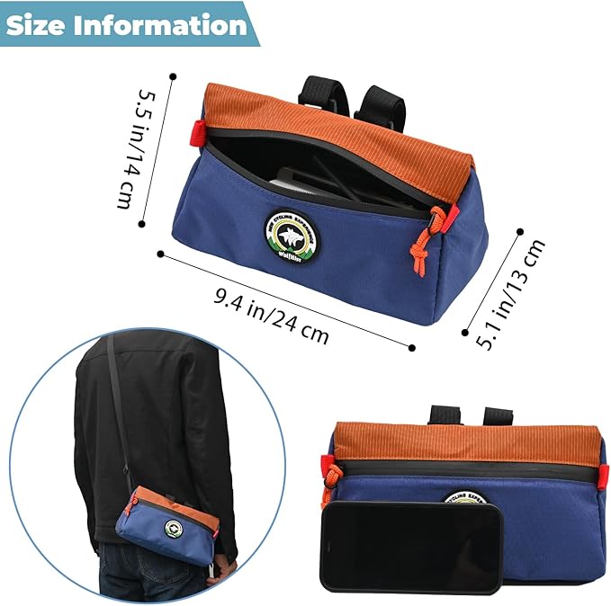 Bike Handlebar Bag, Bicycle Front Bag, Kids Handle Bar Bag, Storage Bag with Shoulder Strap for Men Women Kids Outdoor Road MTB Cycling
