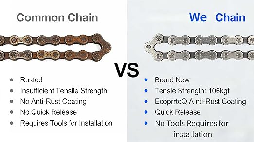 Ebike Chain, 6/7/8 Speed, Quick Link, 136 Links, Dark Silver