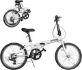 Outroad 20 Inch Folding Bike, 7-Speed Lightweight Foldable Bicycle for City Commuting, V Brake Adjustable Stem Folding Bikes for Adults/Men/Women, Black, White, Blue and Pink