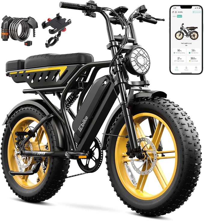 TST Electric Bike for Adults 1500W Peak 20" Fat Tire All-Terrain E-Bike 60/130 Miles 28 MPH Electric Dirt Bike - 48V 15/30 AH Battery Tested to UL 2849 Powered Electric Bicycle