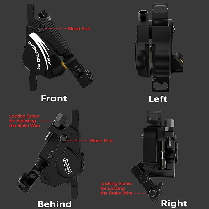 XT-7 Hydraulic Disc Brakes Calipers,Line Pulling/Cable Actuated Front & Rear Brake Calipers for MTB/Mountain Bike/E-Bike.