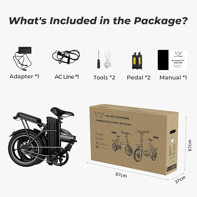 WINDHORSE 16" Folding Electric Bike for Adults, 630W Peak Electric Bicycle, 20MPH, 20-35 Miles Range, 288Wh Removable Battery, UL2849 Certified Commuter Ebike