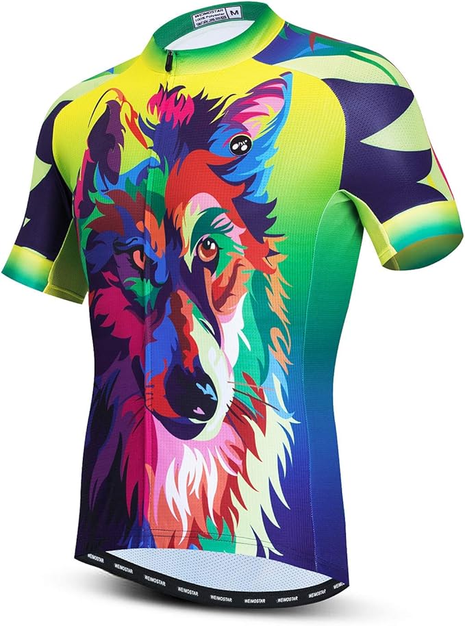 Men Cycling Jersey Skull Bike Short Sleeve Tops Quick-Dry Reflective 3-Pockets S-3XL