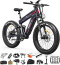 FREESKY Dual Battery 48V 41AH 160 Mile 40MPH Electric Bike for Adults, 4000W High-Torque Single Motor Long Range Fast Fat Tire Ebike, 26" Full Suspension Mountain E Bike, UL 2849 Certified by TÜV