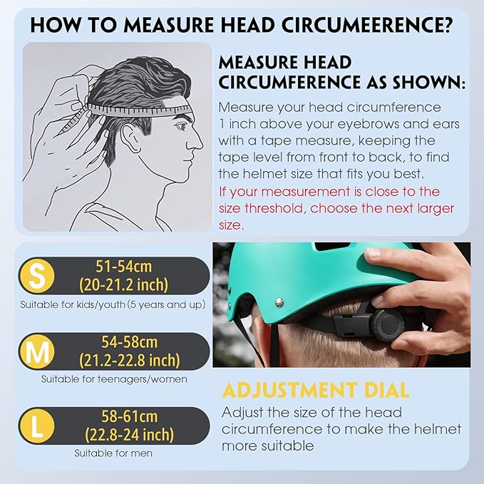 Skateboard Helmet for Adults - Adjustable Certified Safety Adults Helmet for Skateboarding Bike Bicycle Scooter Cycling Skate Skating Multisport Helmets for Women Men Boys Girls Kids Youth
