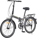 24 inch Folding Bike Single Speed V Brake City Commuter Bicycle with Mudguard for Men Women Daily Commuting