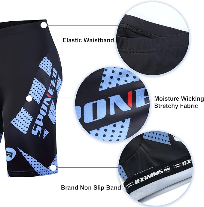sponeed Men's Cycling Shorts Padded Bicycle Riding Pants Bike Biking Clothes Cycle Wear Tights