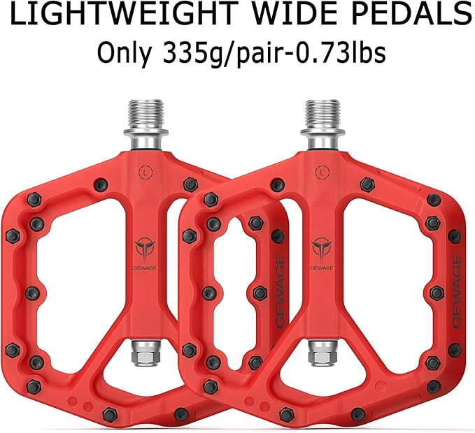 Mountain Bike Pedals - 9/16" Nylon Fiber Bicycle Flat Pedals -Bicycle Platform Pedals for Road Mountain BMX MTB Bike