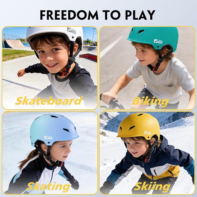 Skateboard Helmet for Adults - Adjustable Certified Safety Adults Helmet for Skateboarding Bike Bicycle Scooter Cycling Skate Skating Multisport Helmets for Women Men Boys Girls Kids Youth