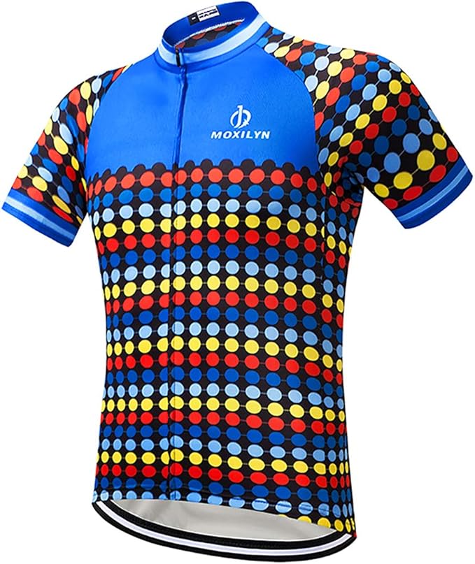 MOXILYN Men's Cycling Jersey Full Zip Riding Clothing Mountain Bike Tops Quick Dry - Bike Shirts