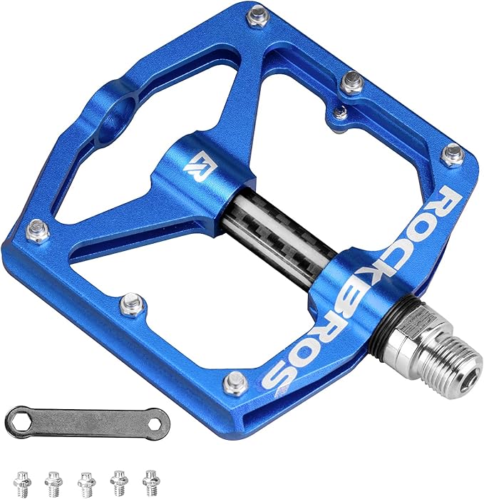 Rock BROS Mountain Bike Pedals Flat Bicycle Pedals 9/16 Lightweight Road Bike Pedals Carbon Fiber Sealed Bearing Flat Pedals for MTB