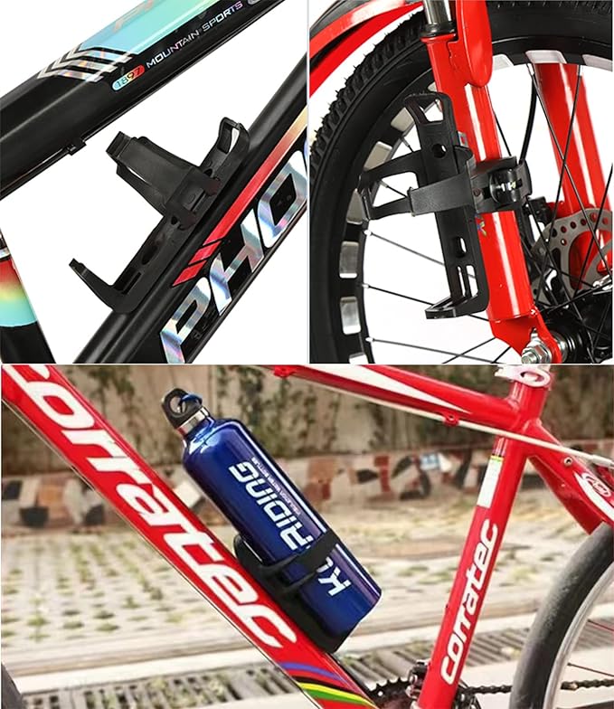2 Pack Bike Bottle Holder, Universal Bicycle Water Bottle Cage Holder, Water Cup Holder for Bike Stroller Walker, Adjustable Mountain Bike Drink Cup with 360 Degree Rotating for Cycling MTB Black.