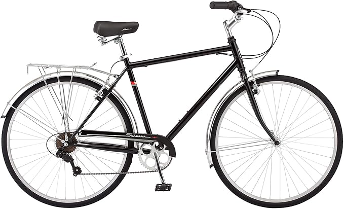 Schwinn Wayfarer Hybrid Bike, 700c Mens and Womens Bike, 7-Speed Hybrid Bicycle, Retro Steel Frame, Front and Rear Linear Pull Brakes, Fenders, Cargo Space, Adult Bicycle