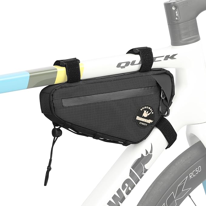 Bike Frame Bag Cycling Triangle Bike Bag Water Resistant Bicycle Frame Bag Under Top Tube Bag Pouch for Mountain Gravel MTB Road Bike Accessories, Black