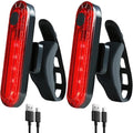 2 Pack USB Rechargeable LED Bike Tail Light Bicycle Rear Cycling Night Essential Reflector Seat Back Safety Lamp Waterproof Bright Warning Flash MTB Light for Men Women Kids