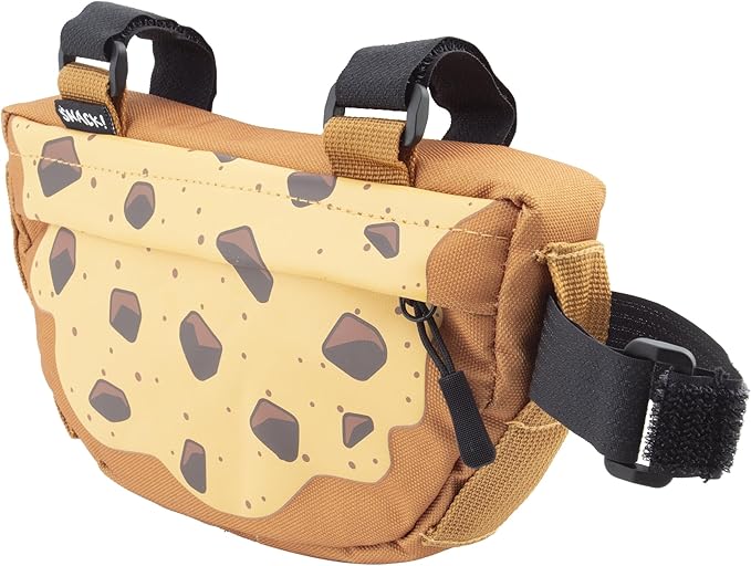Snack! Chocolate Chip Cookie Bike Bag – Fun Bicycle Frame & Handlebar Bag with Adjustable Straps – Mounts on Top Tubes, Handlebars & E-Bikes – Sweet Cycling Storage for Everyday Rides
