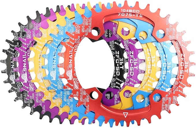 DJC Bike Chainring 104BCD Round/Oval 30t 32t 34t 36t 38t 40t 42t 44t 46t 48t 50t 52t Tooth Narrow Wide 7/8/9/10/11/12 Speed Ultralight MTB Mountain Bike 104 BCD Chainwheel
