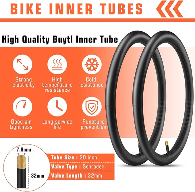 1 or 2 Pack 20 x 2.35 Bike Tire 20 inch Bike Tire Folding Replacement Bicycle Tire for MTB Mountain Bike BMX Bicycle and Commuter Bike
