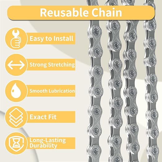 11 Speed Bike Chain,VDHU Bicycle Chain for Road Bicycles,Mountain Bike,MTB Mountain Racing Cycling Accessories with 1 Pairs Bicycle Buckle,Full Silver Plating 116 Links with Quick Link
