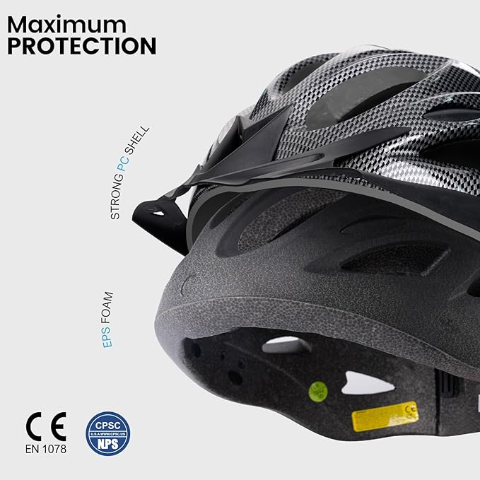 Adult Bike Helmet for Commuting and Cycling, Bicycle Helmet with Rechargeable Rear LED Light & Magnetic Goggles & Removable Sun Visor, Mountain and Road Bicycle Helmets for Men and Women 3 in 1
