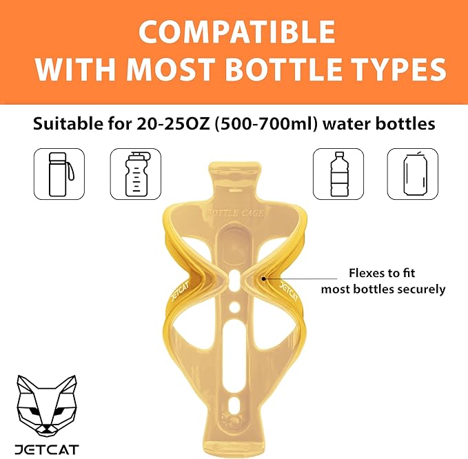 Bike Water Bottle Holder – Bike Cup Holder & Bike Water Bottle Cage for Bicycle, MTB, Mountain, Gravel, Road, eBike | Adult/Kids, Carbon Fiber Biking Accessories Yellow