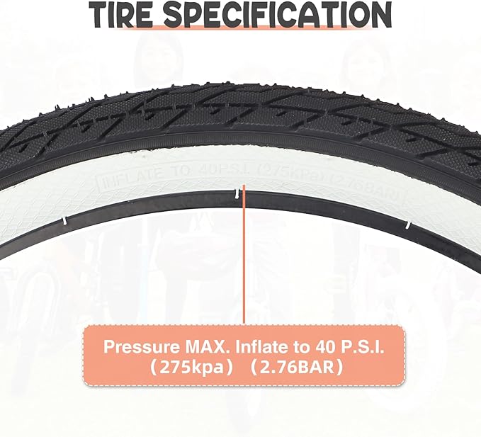 ZUKKA 20 x 2.35 Bike Tire 1/2 Pack 20 inch x 2.35 BMX Bike Tire Folding Replacement Tire for MTB Mountain Bike, BMX Bicycle Commuter Bike