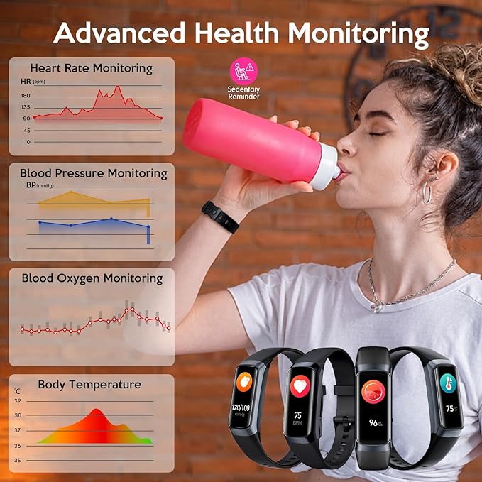 Fitness Tracker,2026 Smart Watch with Blood Pressure Heart Rate & Sleep Monitor IP67 Waterproof Step Calorie Counter Pedometer Fitness Activity Health Watch for Android iOS Phone Men Women