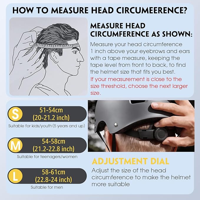 Skateboard Helmet for Adults - Adjustable Certified Safety Adults Helmet for Skateboarding Bike Bicycle Scooter Cycling Skate Skating Multisport Helmets for Women Men Boys Girls Kids Youth