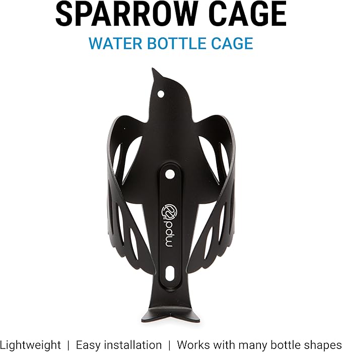 Portland Design Works Water Bottle Cage - Lightweight Water Bottle Holder for Bikes, Sparrow Cage, Black