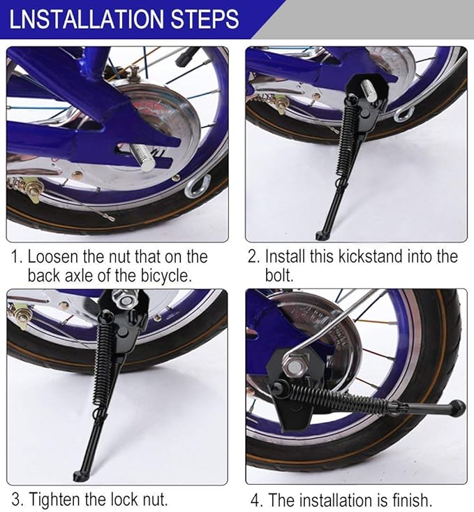 USONG Bike Kickstand Children's Bicycle Kickstand Stand Folding Cycling Center Bracket 12" 14" 16" 18" 20" 22" 24" 26" 28" Bike Racks