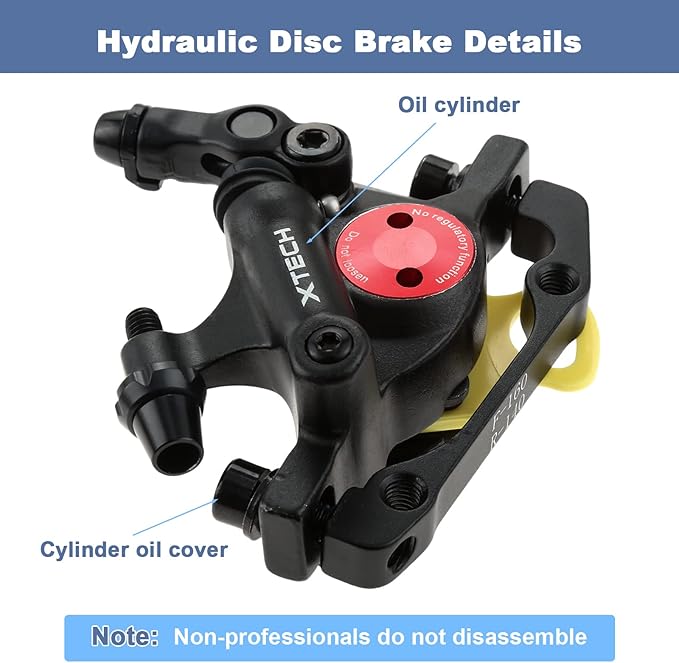 HB-100 Line Pulling Hydraulic Disc Brake Calipers, Mechanical Disc Brakes for MTB, Mountain Bike, E-Bike and Electric Bike 2PCS Front/Rear Black