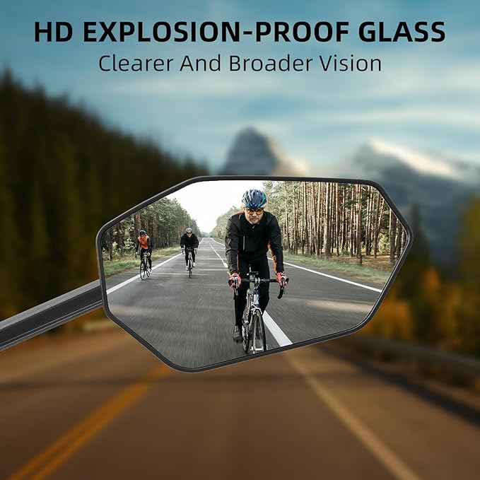 ROCKBROS Bike Mirror 360°Adjustable Bike Mirror for Handlebars HD Glass Lens Anti-glare Rotatable Bar End Rear View Mirror for Bike Ebike Motorcycle (Carbon Fiber - Right)