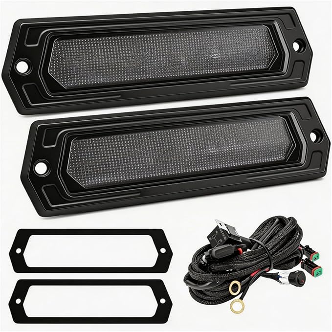 YCHOW-TECH Flush Mount LED Pods 2PCS 7 Inch 120W CREE LED Diffusion Beam Backup Reverse Light Offroad Driving Lights LED Bumper Light Bars with Wiring Harness Kit for Truck Pickup ATV UTV SUV