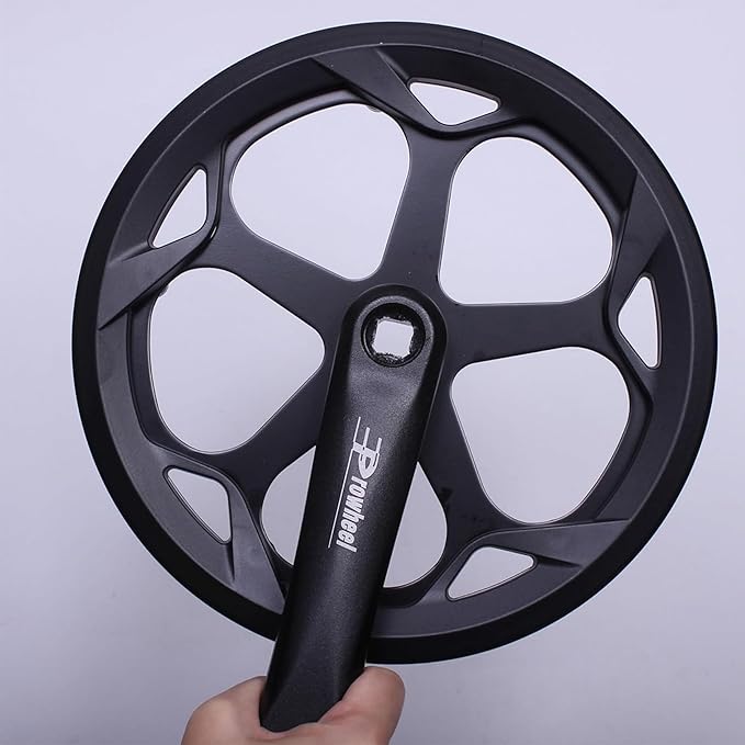 PROWHEEL 152MM/160MM/165MM/170MM/175MM Bike Crankset,46T/48T/52T Steel Chainring Bike Crank Arm Set,Double ChainWheel and Replacement Chain Guard,Compatible with City Bike,MTB,Electric Bicycle,Cargo