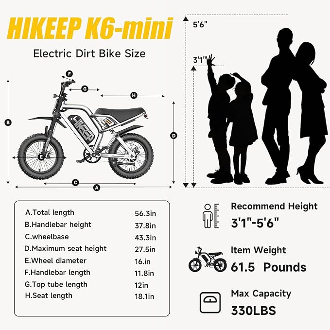 Electric Dirt Bike for Adults - Peak 1500W/3000W Electric Bikes, 48V/52V 15.6Ah/25Ah/40Ah, 50-100 Mile Range(PAS Mode), 16/20 Inch All-Terrain Fat Tire Motorcycle
