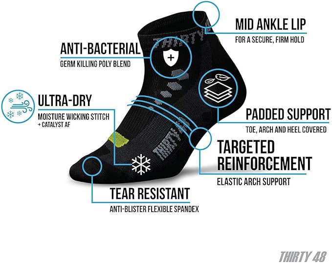 Thirty48 Low Cut Cycling Socks for Men and Women | Unisex Breathable Sport Socks