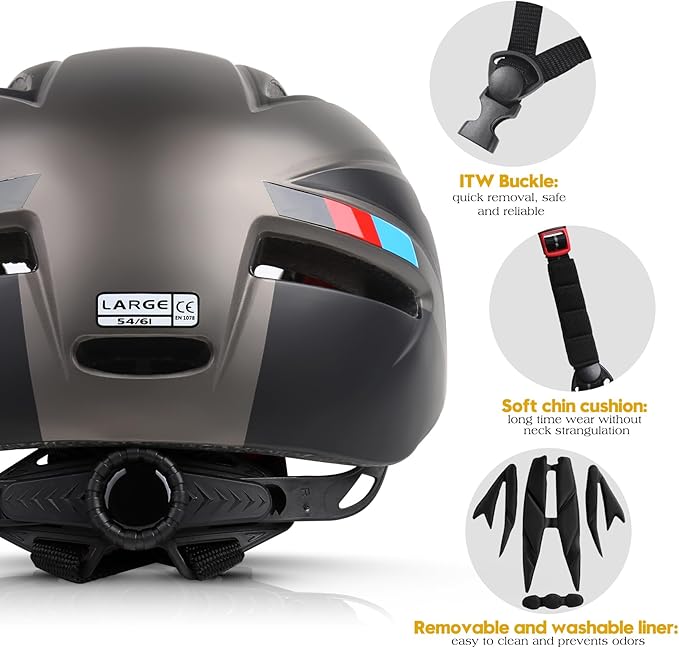 Bike Helmet for Adults Bicycle Helmet with Detachable Magnetic Googles & Adjustable Dial for Mountain Bikes, Road Bikes, Electric Bikes, Scooter