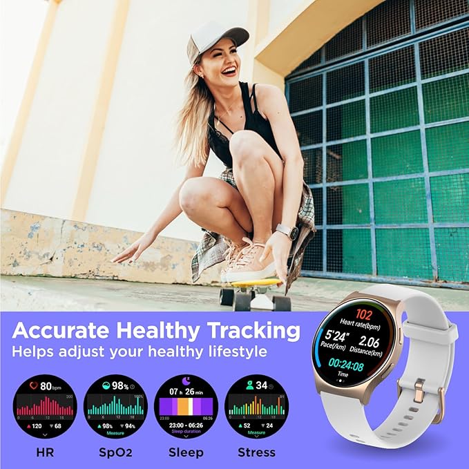 BENIO Smart Watch (Answer/Make Call), AI Watch Faces, 1.43" AMOLED with AOD, IP68 Waterproof Fitness Tracker, 24/7 Heart Rate/SpO2/Sleep Monitor/Stress, 110+ Sports Modes, Compatible Android & iOS