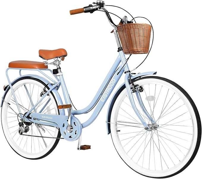 26 Inch Women Beach Cruiser Bike, 7 Speed Hybrid Cruiser Bike with Adjustable Seat, Beach Cruiser Commute Bike with Lightweight, Anti-Skid Tires & V-Brakes for Women,A