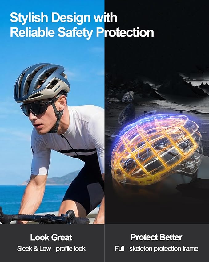 Odoland Adult Bike Helmet - Super Ventilation & Impact-Resistant Frame, Adjustable Dial System Lightweight Bicycle Helmet for Mountain, Commuting, Road Cycling